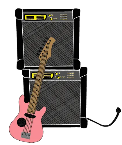 粉红色电吉他和amp