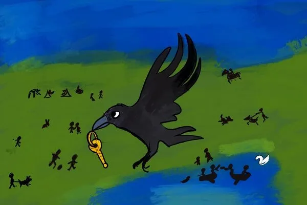 乌鸦飞过公园